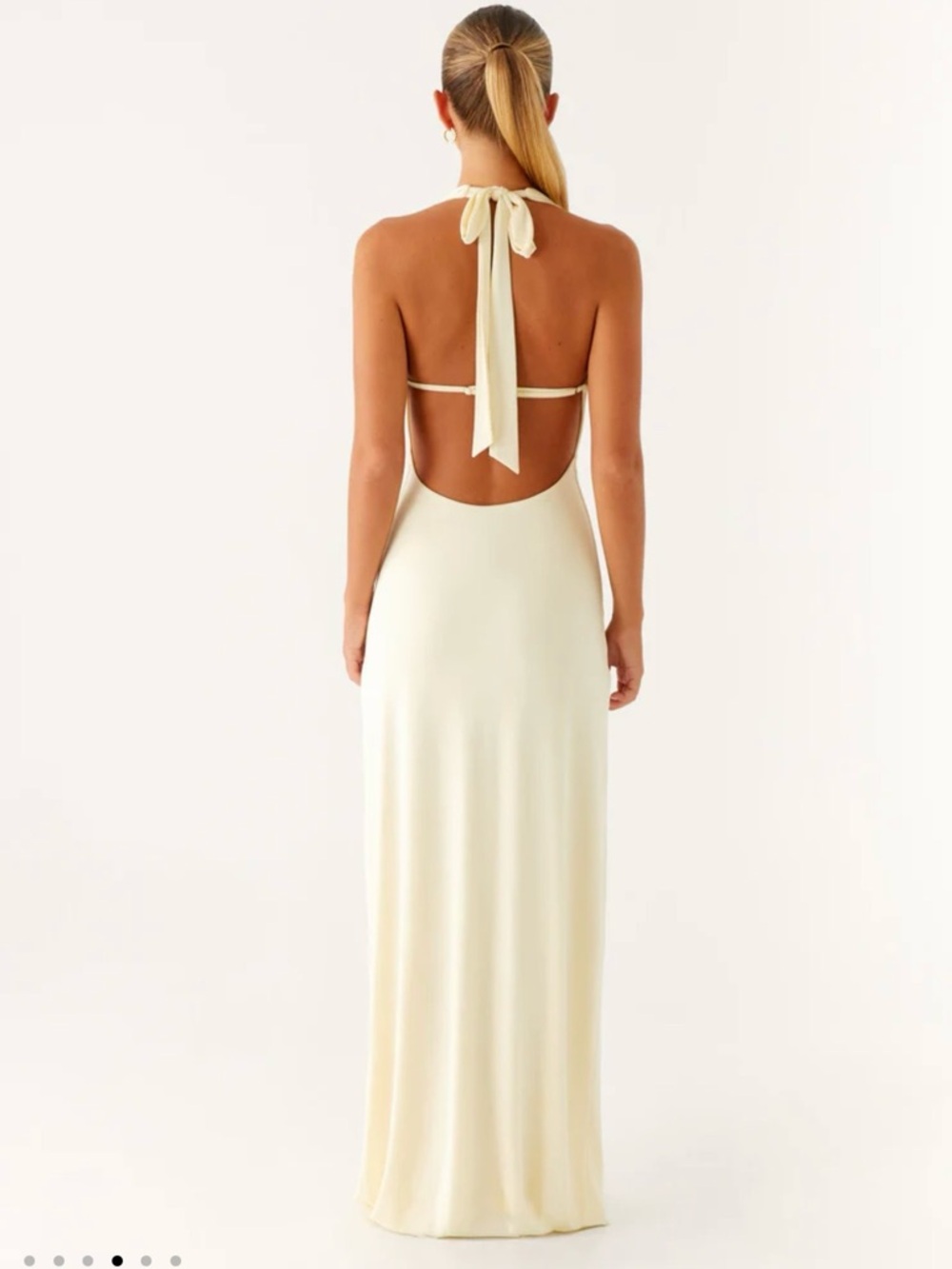 Peppermayo Cream Halter Maxi Dress with Gold Brooch - Picture 2 of 5